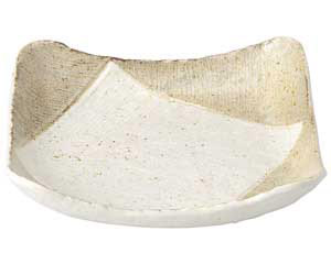 【まとめ買い10個セット品】和食器 ミ471-098 志野粉引 渕上り正角盛皿【キャンセル/返品不可】【厨房館】