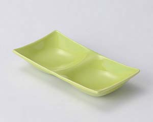 ロ624-198 カラー2品皿 グリーン【厨房館】