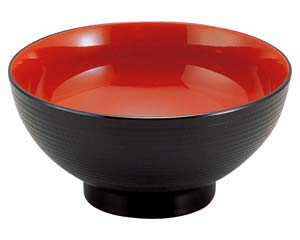 【まとめ買い10個セット品】 エ691-228 [A]6寸乱筋木目丼 黒内朱【キャンセル/返品不可】【厨房館】