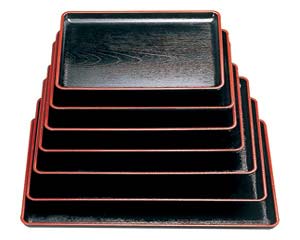 【まとめ買い10個セット品】 ヌ708-028 [A]ケヤキ会席盆 黒天朱尺2【キャンセル/返品不可】【厨房館】
