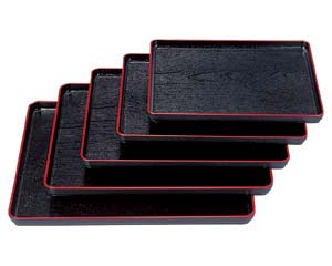 【まとめ買い10個セット品】 ヌ708-698 [TA]耐熱大寿木目盆 黒天朱SL尺5[ノンスリップ加工]【キャンセル/返品不可】【厨房館】