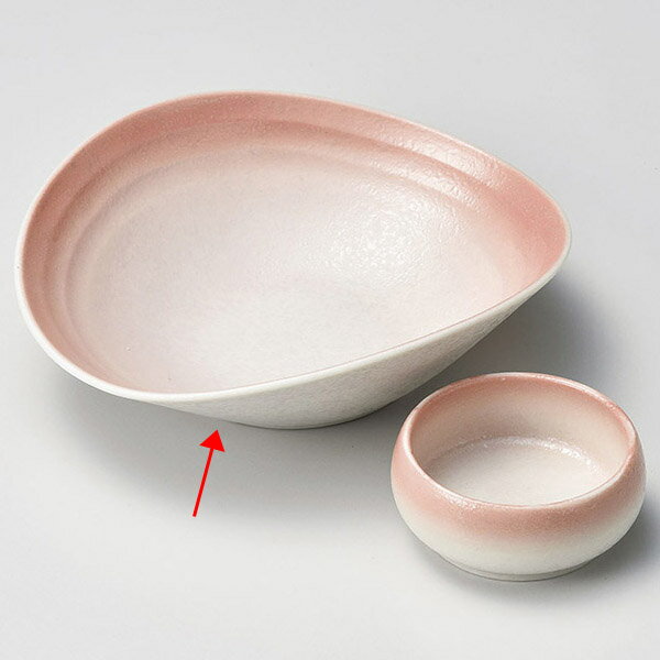 【まとめ買い10個セット品】和食器 キ022-248 ピンク吹 たわみ型向付【厨房館】