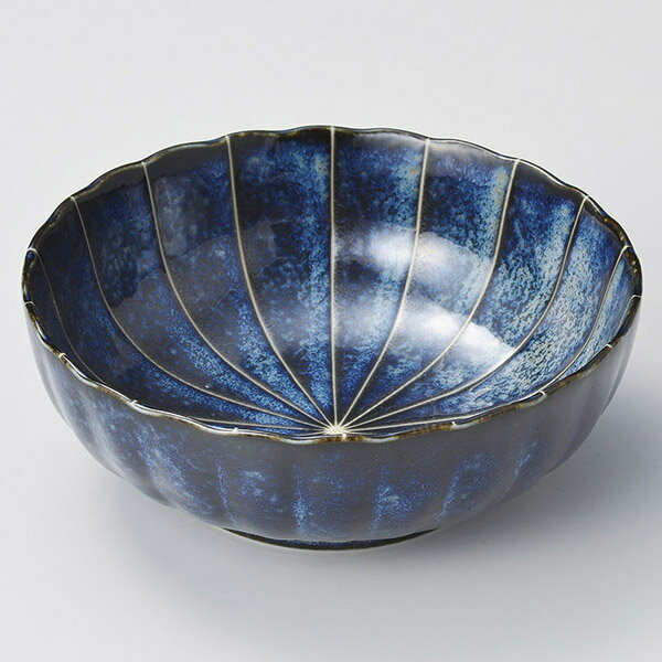 和食器 キ072-678 窯変紺十草 菊型3.5鉢【厨房館】
