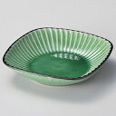 和食器 ハ263-148 黒土化粧しのぎ6.5角鉢(グリーン)【厨房館】