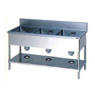 業務用 キャビネット型 三槽シンク 1200×580×800 蛇口付き 洗い場