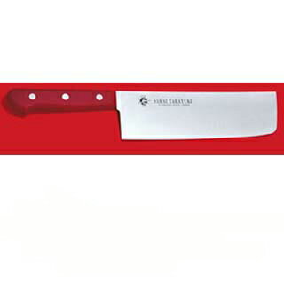 S/S PC柄カラー 巾広菜切 （レッド） 180mm【薄刃 菜切包丁 サビにくい鋼、抗菌】【厨房館】