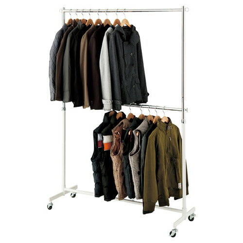 重量用2段ハンガー W120cmタイプ 白 61-654-40-1 【メーカー直送/代金引換決済不可】【店舗什器 パネル 壁面 棚 ハンガー 店舗備品】【厨房館】