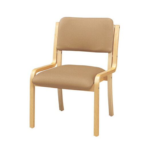 木製スタッキングチェア 合皮張り(アーム無し) 完成品 ベージュ 2台 61-783-53-4 【店舗運営用品 テーブル＆チェア スタッキングチェア 木製スタッキングチェア 合皮張り アーム無し）】【厨房館】