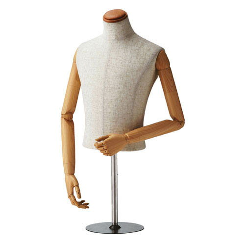 紳士腕付き芯地張卓上ボディ M 61-183-8-1 【演出・ディスプレイ用品 紳士ボディ 腕付きボディ 紳士腕付き芯地張卓上ボディ 店舗什器 マネキン ディスプレー ボディ 店舗備品 マネキン 男性用マネキン 発泡ボディ 腕付き】【厨房館】