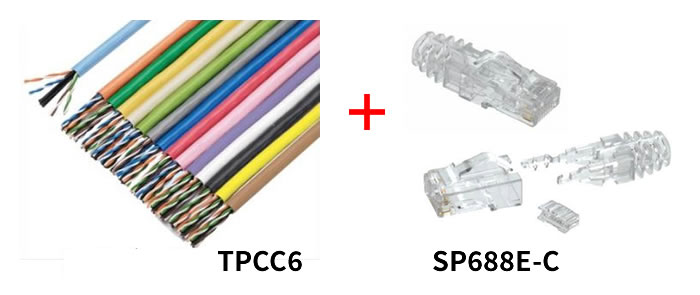 TPCC6とSP688E-Cのセット 冨士電線 LANケーブル TPCC6とパンドウイット モジュラープラグ SP688E-C 100個入のセット【代引不可】