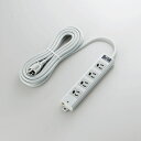 ELECOM 電源アダプター 3ピンタップ T-WRMK3450LG/RS 4個口 5.0m EU RoHs指令準拠 雷ガード二重構造工事用タップ