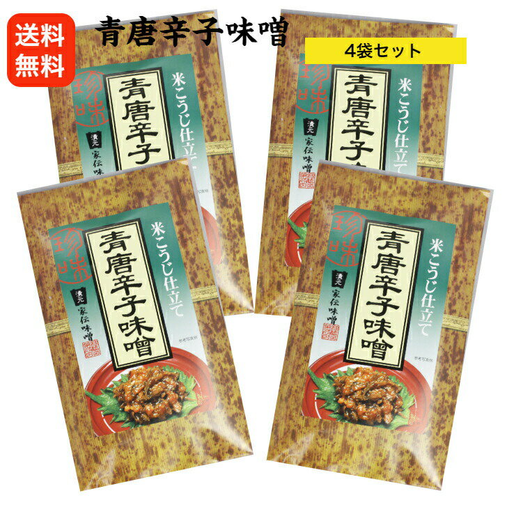 送料無料 青唐辛子味噌（竹紙） 4袋セット 青唐がらし味噌 青唐辛子 味噌 信州 辛子味噌 からし味噌 青唐辛子 米こうじ ごはんのお供 酒の肴に おにぎり 野菜サラダ 田楽 惣菜 万能調味料 まるたか お土産 郡山銘販 まざっせこらっせ