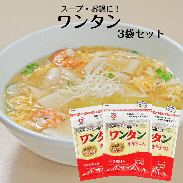 ワンタン 3袋セット わんたん わんたん麺 ワンタン麺 ワンタンメン 雲呑 ワンタンラーメン らーめん 中華平めん お鍋の〆 幅広めん 乾..