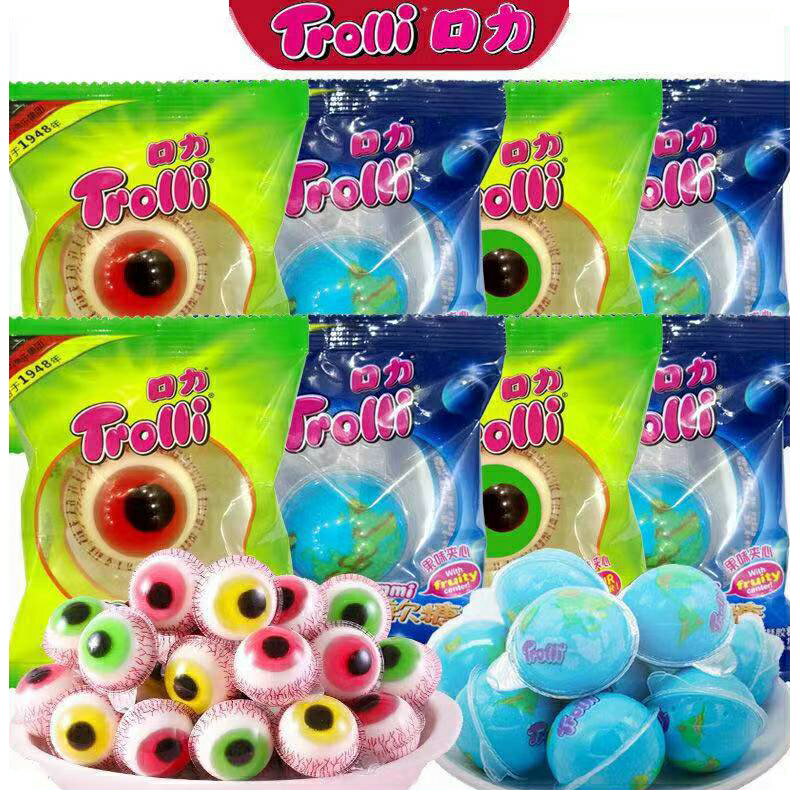 【楽天スーパーSALE 】【特典あり】【10個セット】即納！トローリ Trolli 18g 地球グミ 目玉グミ 10個入り バラ売り 個包装 サッカーグミ 韓国の人気菓子 地球ゼリー/お菓 韓国モッパンASMR