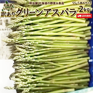 わけありアスパラ 送料無料 2kg 細い！SS-Sサイズ混み 北海道 ニセコ産 低農薬栽培 グリーンアスパラ 朝採り直送 クール便 アスパラガス 冷蔵便 野菜 訳あり野菜 わけあり 訳あり ワケアリ