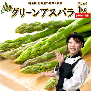 アスパラ 送料無料 1kg Mサイズ 北海道 ニセコ産 低農薬栽培 グリーンアスパラ 朝採り直送 クール便 ギフト アスパラガス 冷蔵便 野菜ギフト 野菜 お中元ギフト