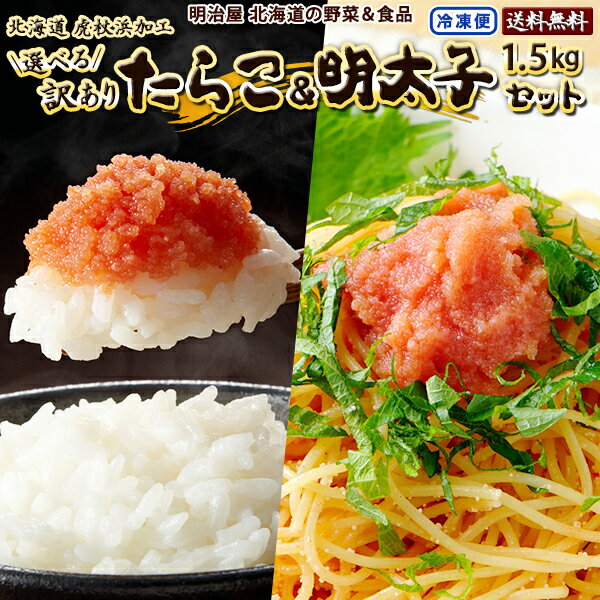 ＼楽天スーパーSALE！48％OFF！／【組み合わせ選べる♪】訳あり たらこ&明太子 1.5kg (500g×3袋) 送料無料 北海道虎杖浜加工 冷凍便 切れ子 バラ子 タラコ 鱈子 メンタイコ めんたいこ わけあり ワケアリ