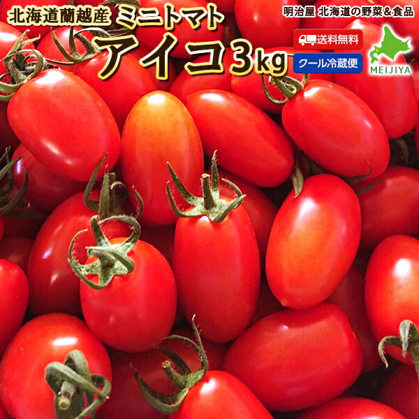 ミニトマト 送料無料 3kg 品種 アイコ 北海道 蘭越産 野菜ギフト とまと 冷蔵便