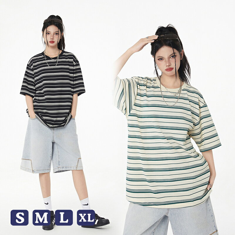乐天商城 - 【ポイント3倍】半袖 Tシャツ レディース トップス カジュアル ウェア 夏服 ラウンド ストライプ コンフォート 肌に優しい しま 通気性 吸汗 速乾性 ゆったり ストリート スポーツ カジュアル 日常 通勤 ファッション カジュアル ゆったり おしゃれ シンプル