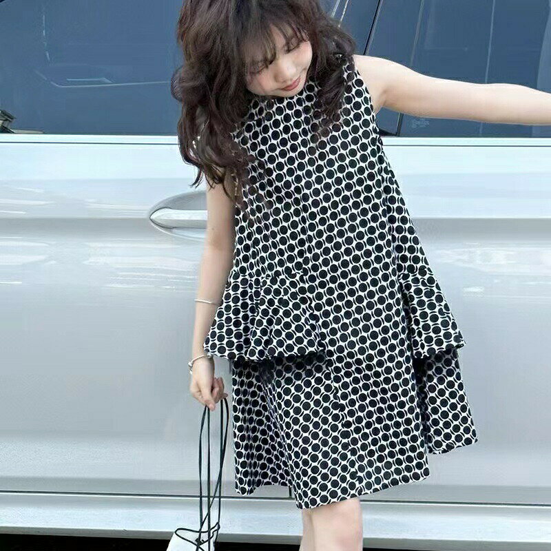 乐天商城 - 【ポイント3倍】女児洋服 ワンピース かわいいワンピース キッズ ロングワンピース ノースリーブ 柄ワンピース キッズ女の子ワンピース 水玉柄 薄手 キッズノースリーブ ジュニア おしゃれ 夏 子供服 キッズワンピース 女の子 ノースリワンピース 子供ドレス かわいい