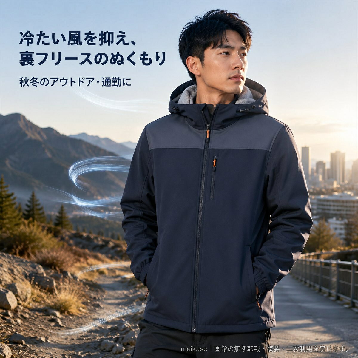 秋冬のアウトドアや登山、通勤などに活躍する、フード付きメンズジャケットです。裏地にはフリース素材を採用し、冷えやすい季節の着用をサポート。防風・撥水・透湿性をうたい、4WAYストレッチ設計で動きやすさにも配慮されています。胸元のファスナーポケットと両サイドのファスナーポケットを備え、持ち物の収納にも便利です。カラーはグレー、ブラック、アーミーグリーン、ネイビーから、サイズはS、M、L、XL、2XL、3XLからお選びいただけます。▲バナーをタップしてクーポンを獲得できます5,380円3,280円5,080円5,580円
