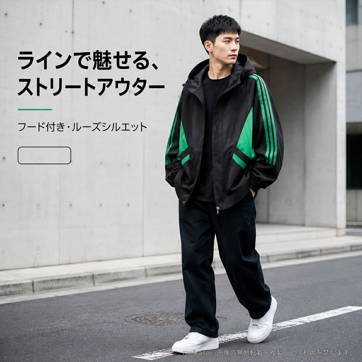 フードと立ち襟デザインを組み合わせた、メンズ用の長袖ジップアップジャケットです。袖のライン使いと配色切替が、シンプルなコーディネートにスポーティーでストリート感のある表情をプラス。ゆとりのあるシルエットで、Tシャツやスウェットの上からも羽織りやすい一着です。フロントはジップ開閉、両サイドにはポケットを備えています。カラーはアイボリー、ブラック、ブラックグリーンの3色展開。サイズはSから4XLまでご用意しています。素材:ポリエステル100%品番:BL2626▲バナーをタップしてクーポンを獲得できます5,480円〜4,580円4,480円4,480円