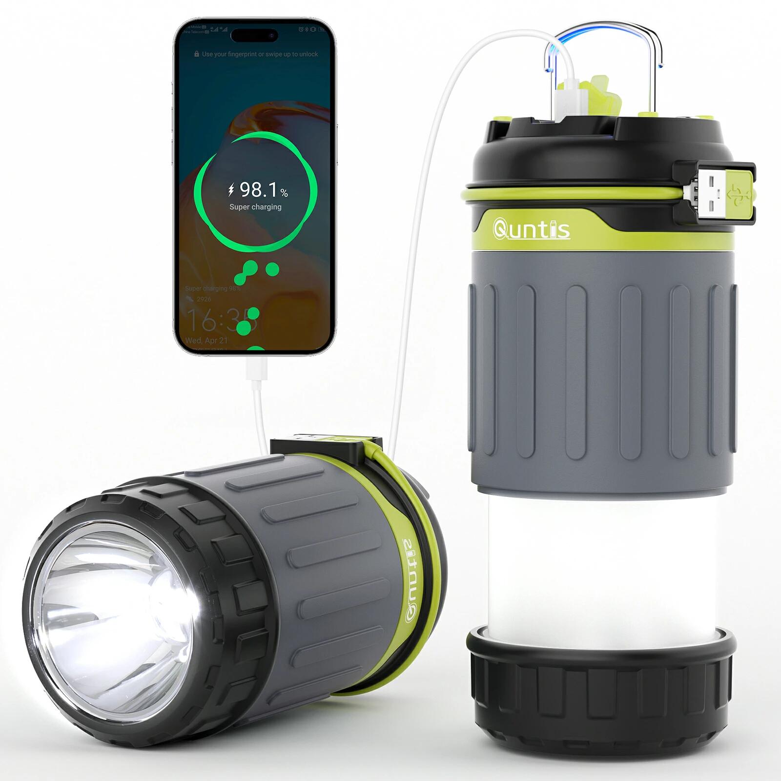 Quntis キャンプライト LEDランタン マルチハンディライト ミニランタン 充電式 3200mAh 伸縮 懐中電灯 USBケーブル付き マグネット 4モード点灯モード SOS 軽量 防災 照明 防水IPX4 キャンプ/停電/災害/夜間作業/夜釣り/車中泊 モバイルバッテリー機能