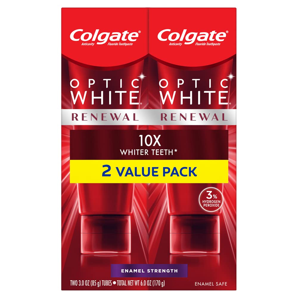 【海外配送】Colgate 正規品保証 オプティックホワイトリニューアル歯のホワイトニング歯磨き粉エナメル強度-3オンス（2パック）