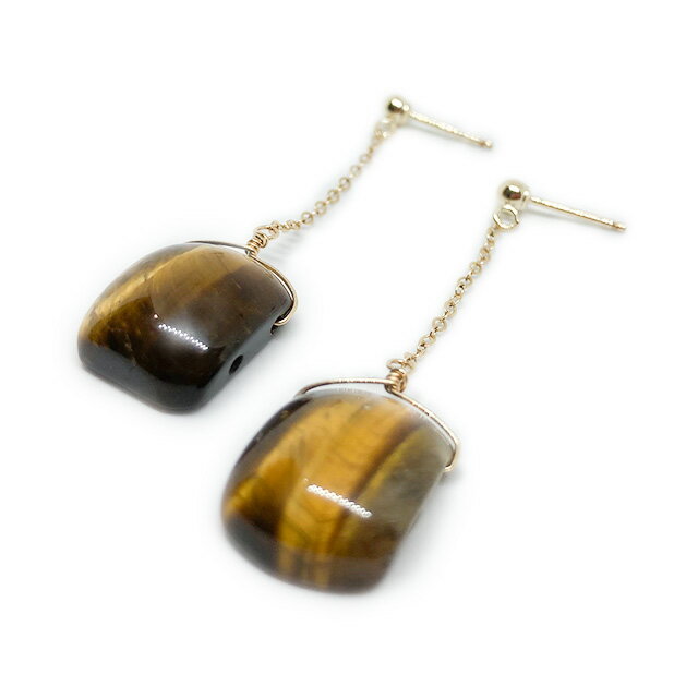 天然石虎目石タイガーアイピアス