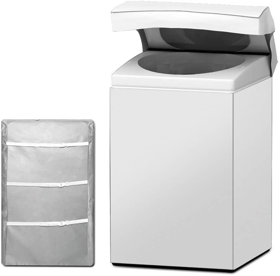 【100円クーポン券付】洗濯機カバー 屋外 防水 防塵改良版 全自動洗濯機用 両ファスナー式 給水ホール口付き 防湿 紫外線対策 劣化防止 シルバー