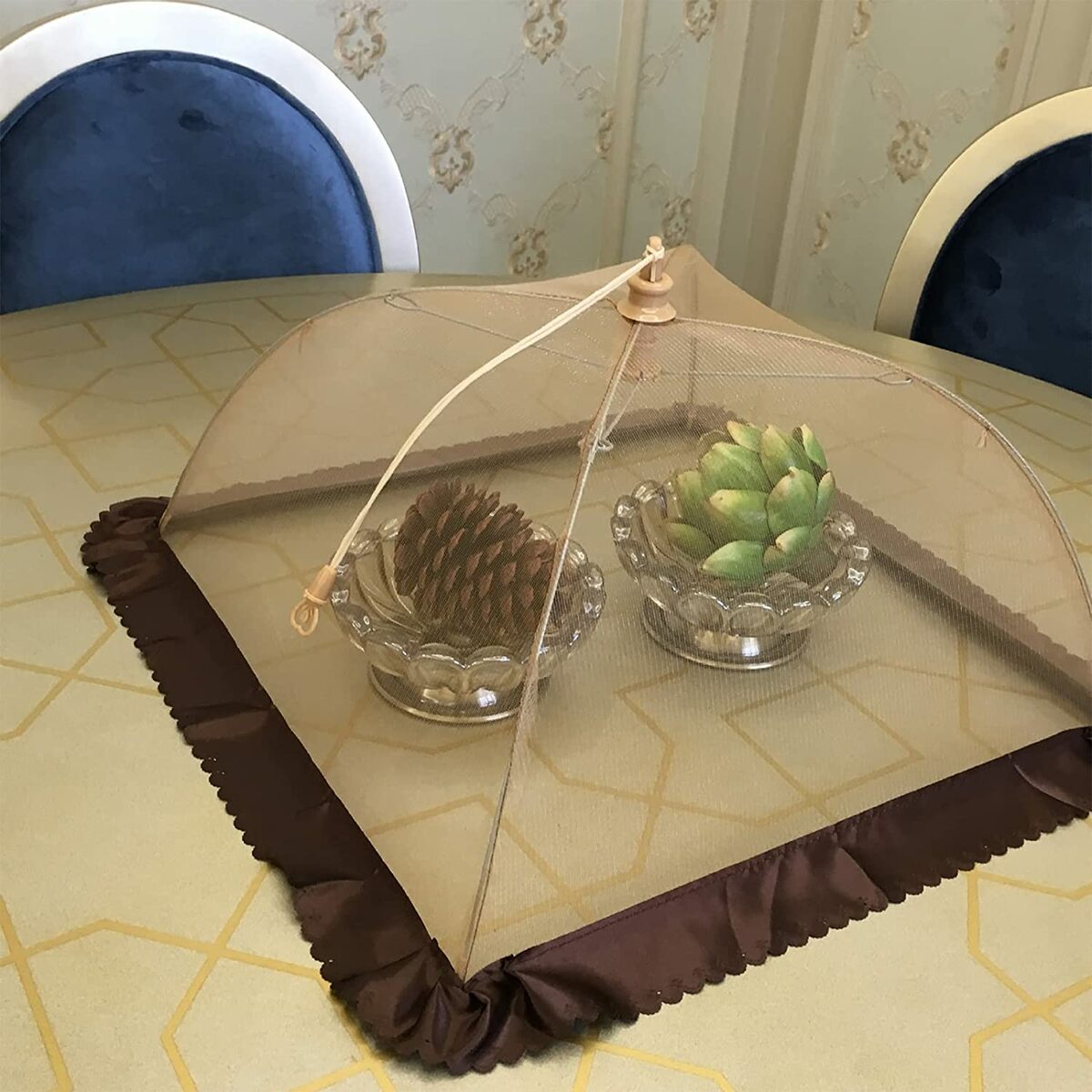 キッチンパラソル 食卓カバー フードカバー DEWEL 洗える 折り畳み式 正方形 埃よけ 虫よけ