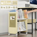 【200円OFFクーポン付】 ファイルワゴン キャスター付 2段 ファイルラック 斜め A4 幅55cm 奥行30cm 高さ66cm 収納ポケット ファイル収納...