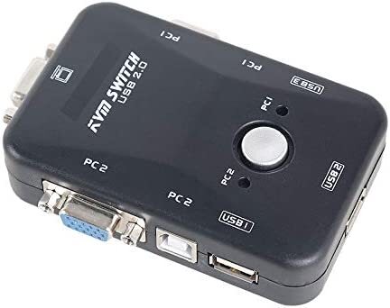 VGA KVM切替器 2入力1出力 手動 ES-Tune USB2.0 KVM VGAスイッチボックス切替機 1920*1440 プラグアンドプレイ