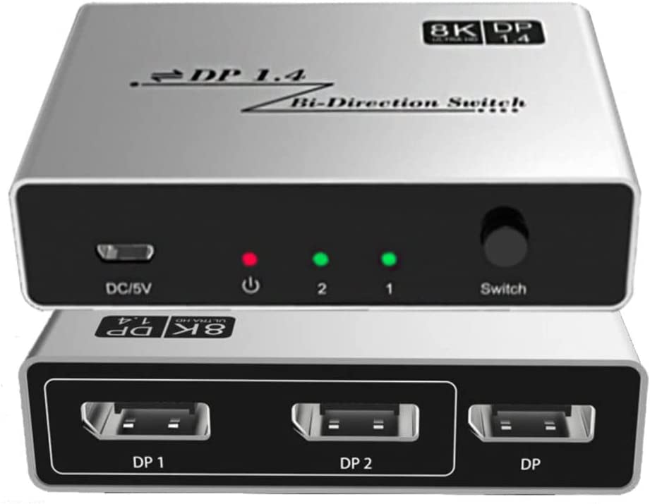 【スーパーセール期間5倍P付】 DisplayPort切替器 8K@60Hz 4K@120HZ 双方向スイッチ ES-Tune DP切替器 1入力2出力または2入力1出力 Displayport 手動スイッチャー