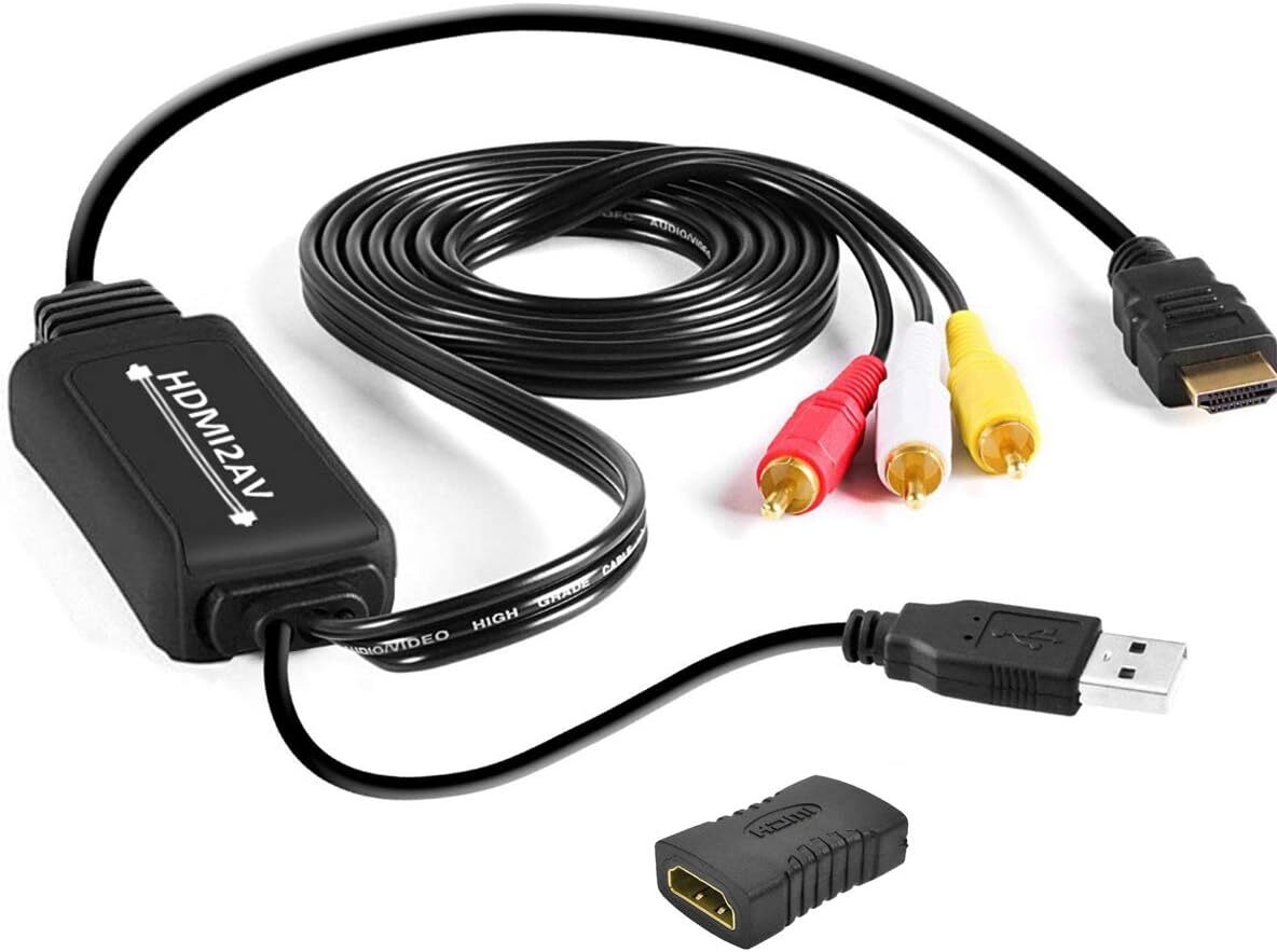 HDMIをコンポジットへ変換 HDMI-AV変換アダプター Iseebiz 車載用対応 HDMI to RCA/AV/コンポジット 変換アダプター 変換ケーブル 1080P