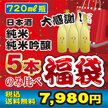 720ml 純米・純米吟醸酒 5本飲みくらべ福袋【送料無料】
