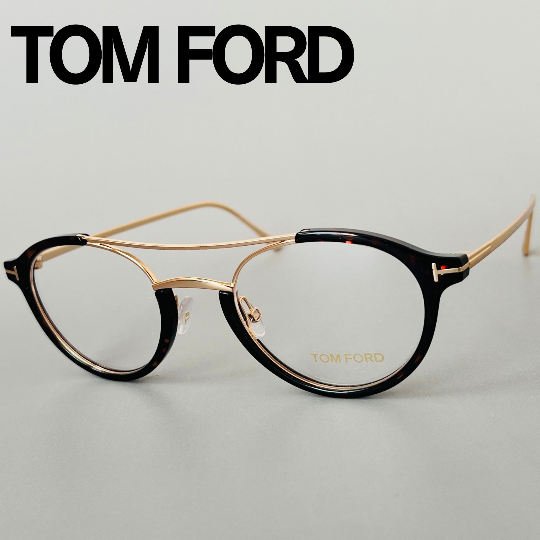 トム・フォード メガネ レディース メガネ トムフォード メンズ レディース TOM FORD ボストン 新品 ゴールド べっ甲柄 ツーブリッジ 眼鏡 めがね 鼈甲柄 金 メタル