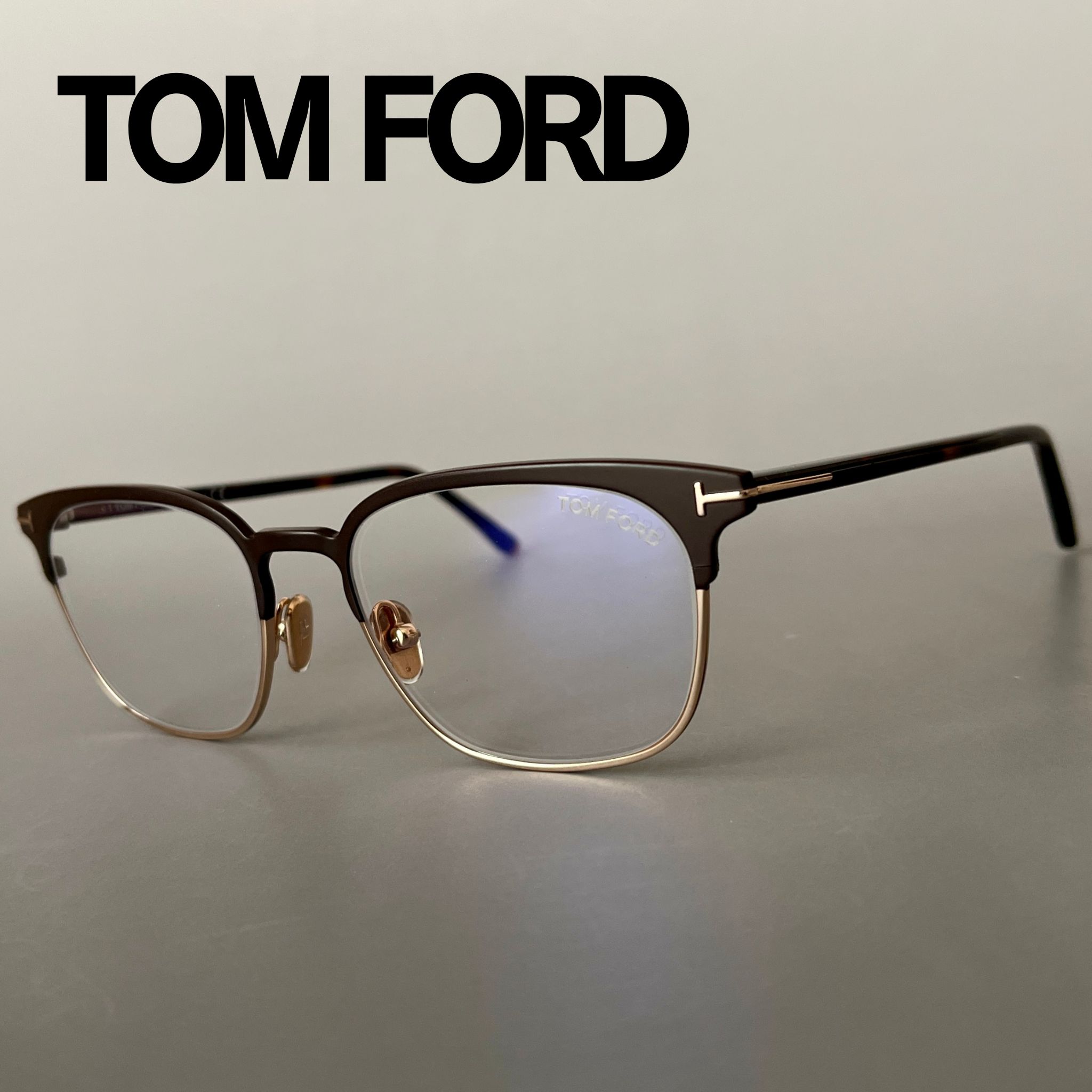 【2000円OFFクーポン！P2倍】お買い物マラソン 8/24 20時～8/27 9:59まで トムフォード メガネ TOM FORD サーモントブロー マット ブラウン FT5799 メタル 眼鏡 メンズ レディース 新品 ブルーライトカット 人気モデル