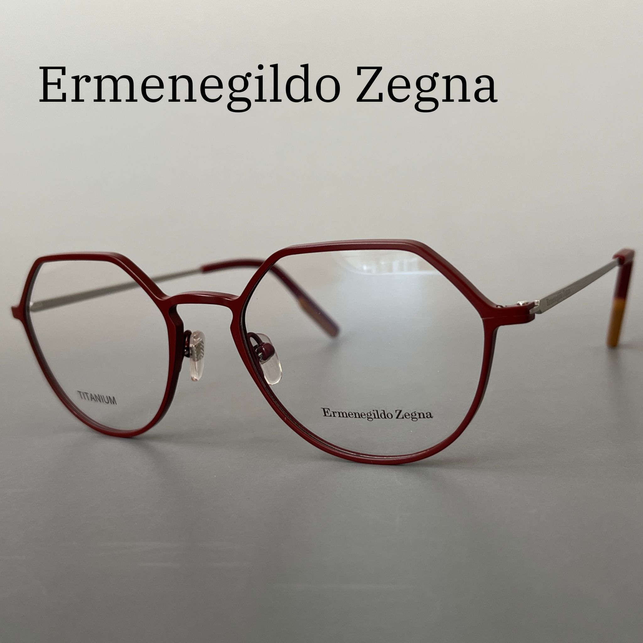 Rakuten - 【2000円OFFクーポン！P2倍】お買い物マラソン 5/9 20時～5/16 1:59まで Ermenegildo Zegna メガネ エルメネジルドゼニア EZ5180 メンズ 新品 マット レッド 赤 ラウンド イタリア製 チタン 度付き 眼鏡 スタイリッシュ