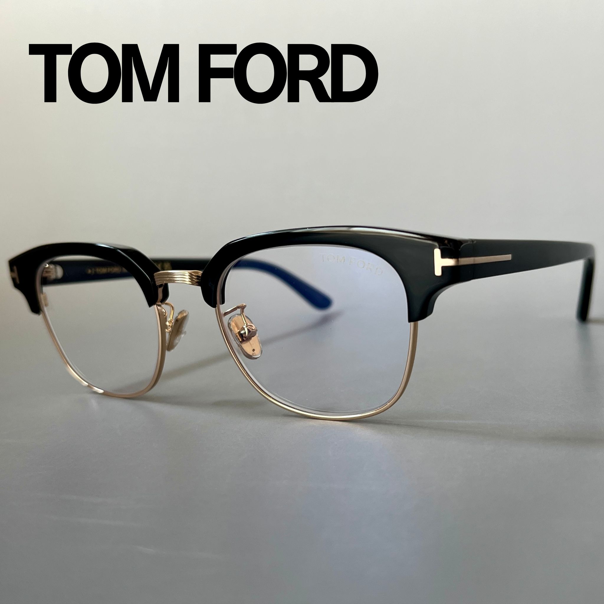 【500円OFFクーポン！ポイントUP】FASHION SPECIAL フェア ～5/7 9:59まで トムフォード メガネ TOM FORD サーモント ブロー FT6017 ブラック ゴールド 黒 金 メンズ レディース 眼鏡 ブルーライトカット 新品 シンプル（楽天・メイトクフレーム）