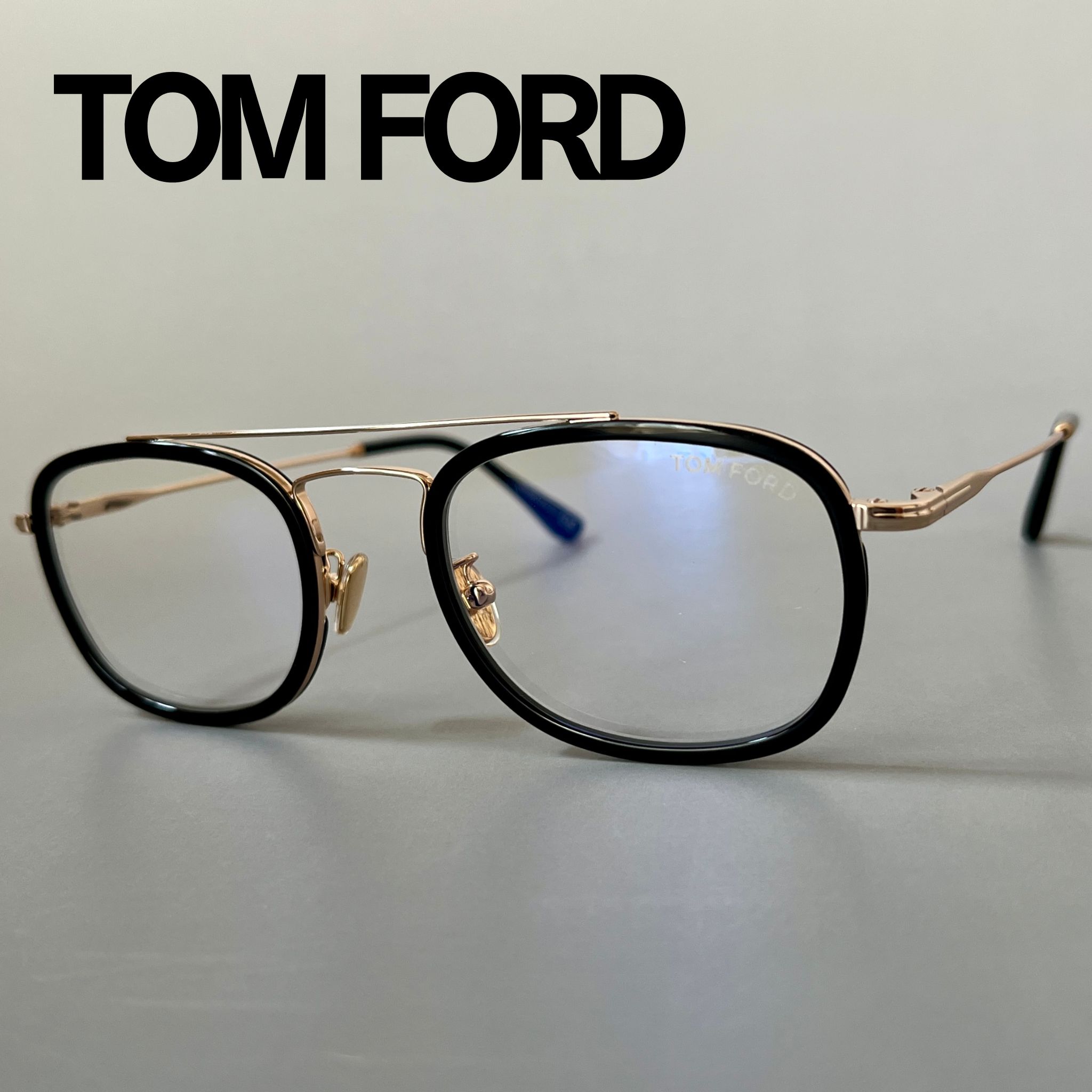 Rakuten - 【2000円OFFクーポン！P2倍】お買い物マラソン 5/9 20時～5/16 1:59まで TOM FORD メガネ トムフォード アジアンフィット FT5677 ブラック ゴールド 黒 金 メンズ レディース ブルーライトカット 軽い シンプル おしゃれ