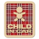 チェック柄 CHILD IN CAR チャイルドインカー ステッカー（レッド）/kids in car/kids on board/子供が乗ってます キッズインカー　お..