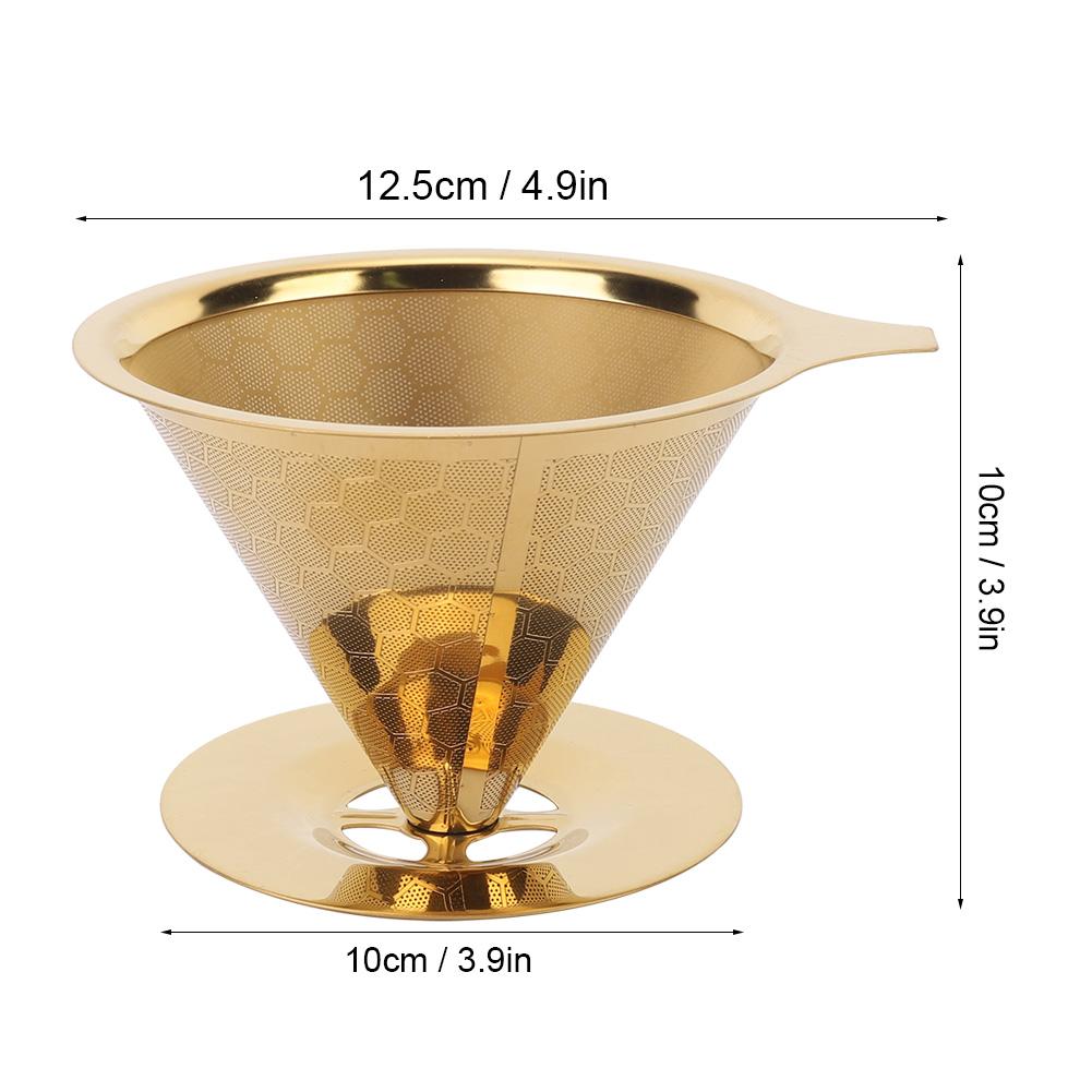 コーヒーフィルター再利用可能な金のハニカムステンレス鋼再利用可能な注ぎ込みコーヒーフィルターコーヒードリッパー 3