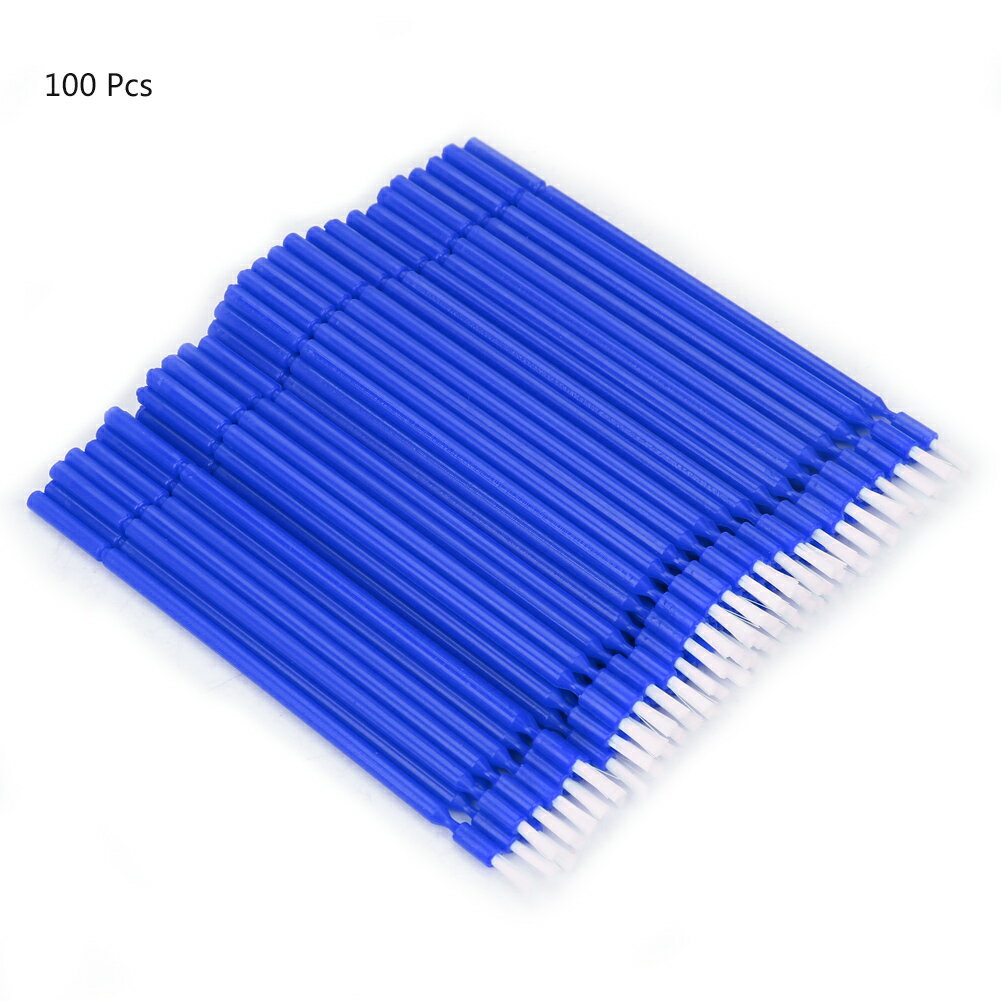 100 個 4色 歯科用ディスポーザブルマイクロアプリケータブラシ曲げ可能スティック (青 )