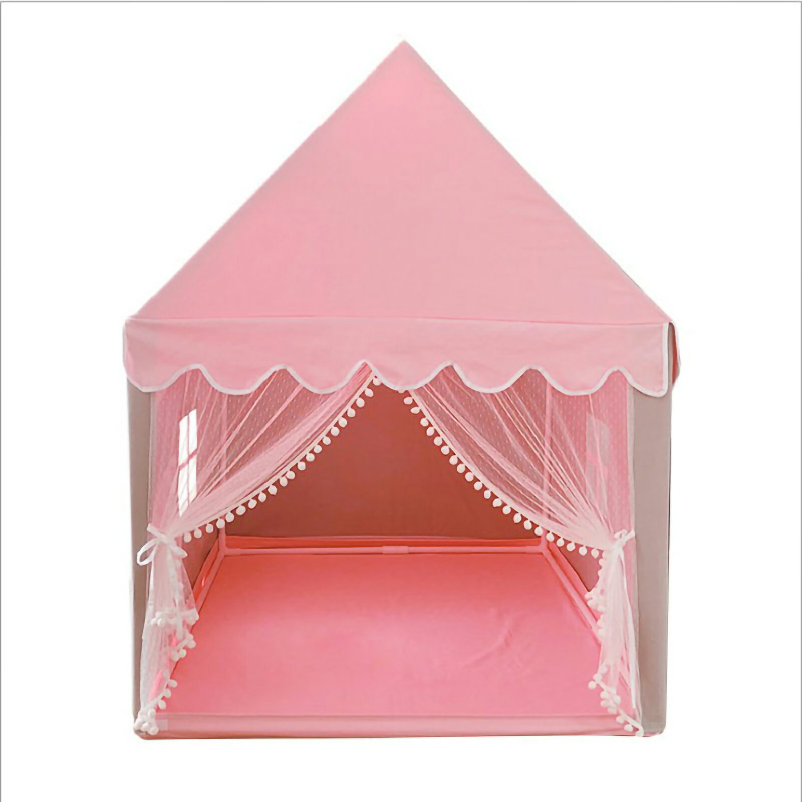 プレイハウス用テント子供用プレイハウス用おもちゃ 美しい子供用ゲームテント 大きな窓レースカーテン付き