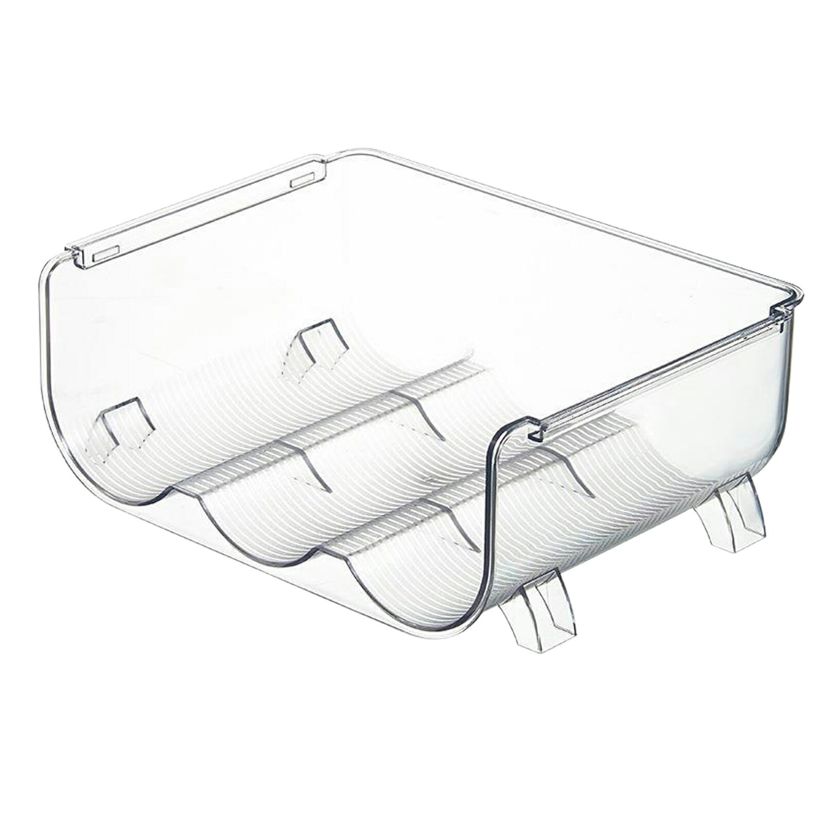 ウォーターボトルオーガナイザー ウォーターボトル収納ラック凹型スナップ積み重ね可能なPETディスプレイ機能透明冷蔵庫用 (3つのコンパートメント)