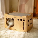 猫スクラッチャーハイドアウトスクラッチハウスダブルレイスタック可能摩耗耐性猫段ボールハウス2スクラッチパム付き