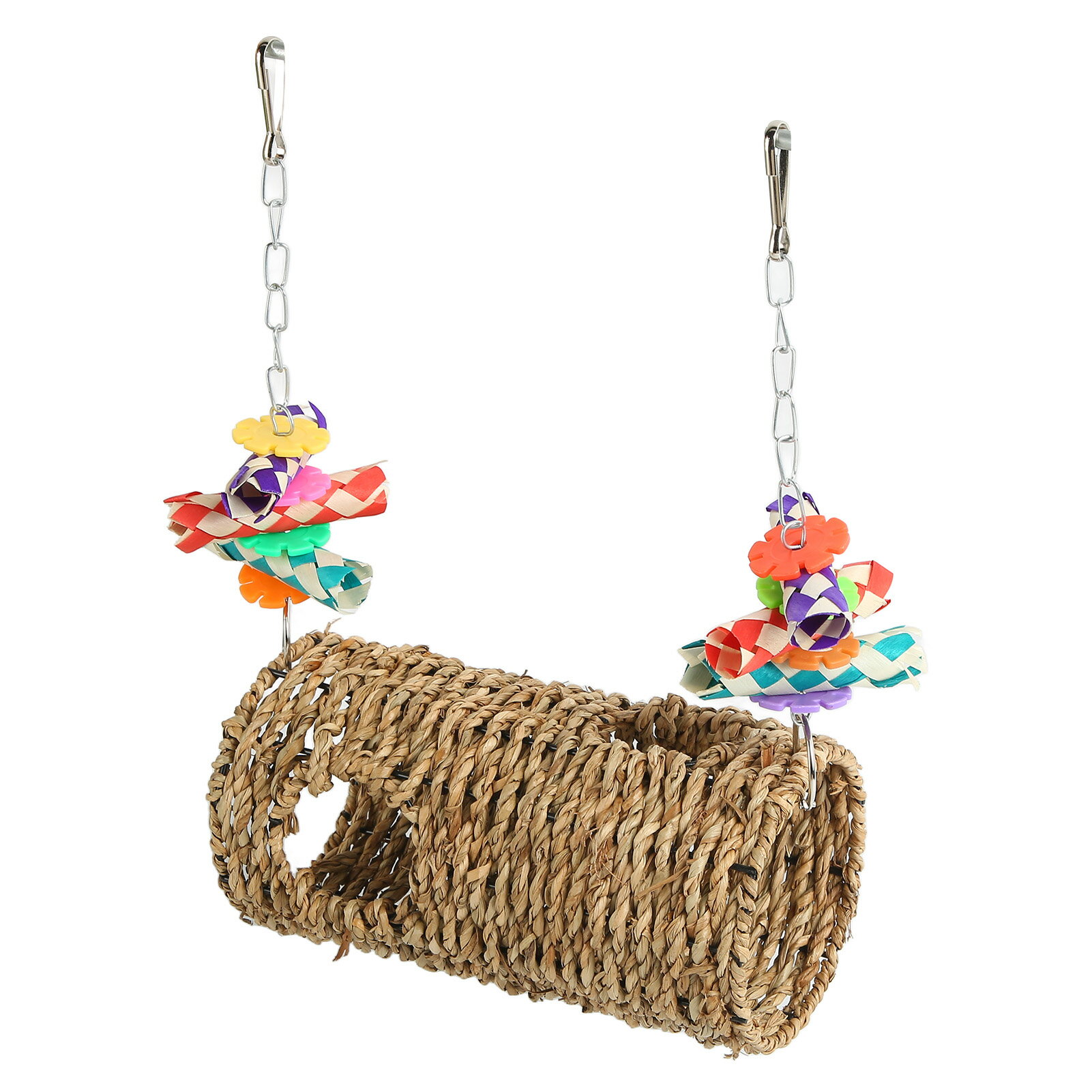 鳥草編みスイング フック付き 耐久性と楽しい鳥かごのおもちゃ 鳥の咀嚼用 立っているオウム セキセイインコ インコ オカメインコ 九官鳥 ラヴバード フィンチのおもちゃ