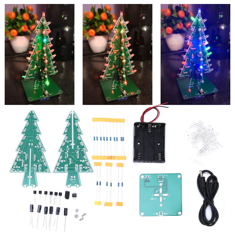 【限定クーポンあり！すぐGET!】DIY クリスマスツリー クリスマス装飾 3D クリスマスツリー 配線電子DIYクリスマスツリー (カラフルなDIYセット)