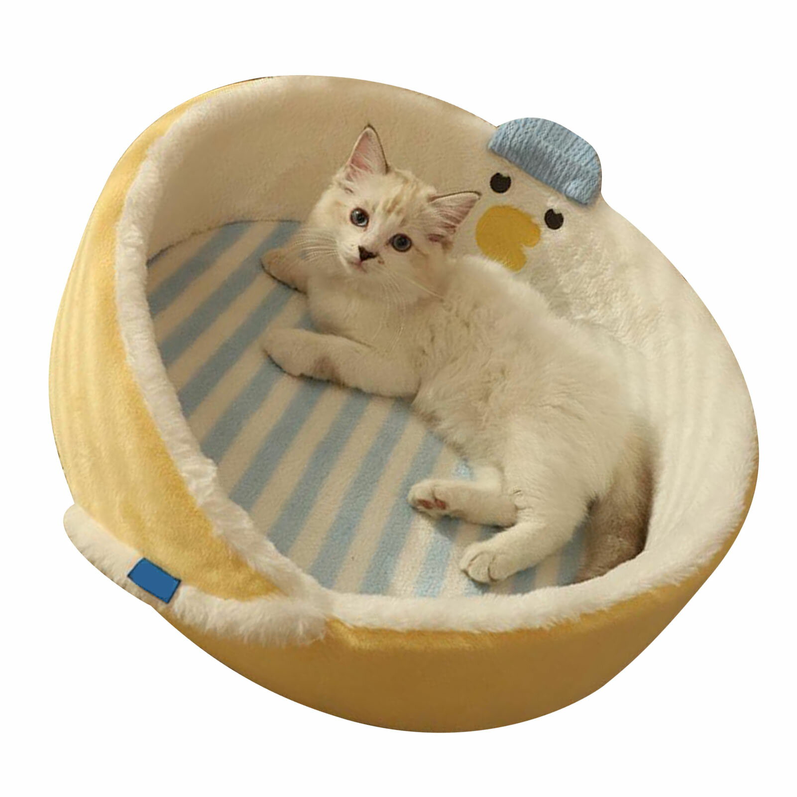 猫クッションベッドラウンドソフトウサギの毛保温漫画スタイル洗える小型犬用ベッド小型ペットハウス屋内用